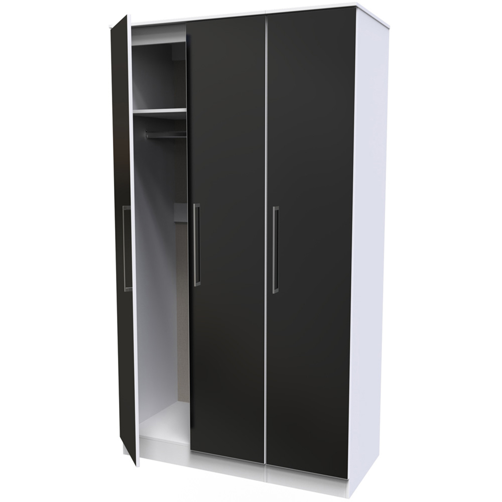 Crowndale Worcester 3 Door Matt Black and White Mirrored Wardrobe Ready Assembled Image 4