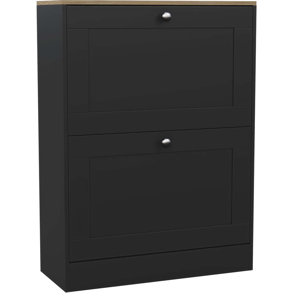 VIDA DESIGNS 2 Drawer Black and Oak Effect Shoe Cabinet Image 2