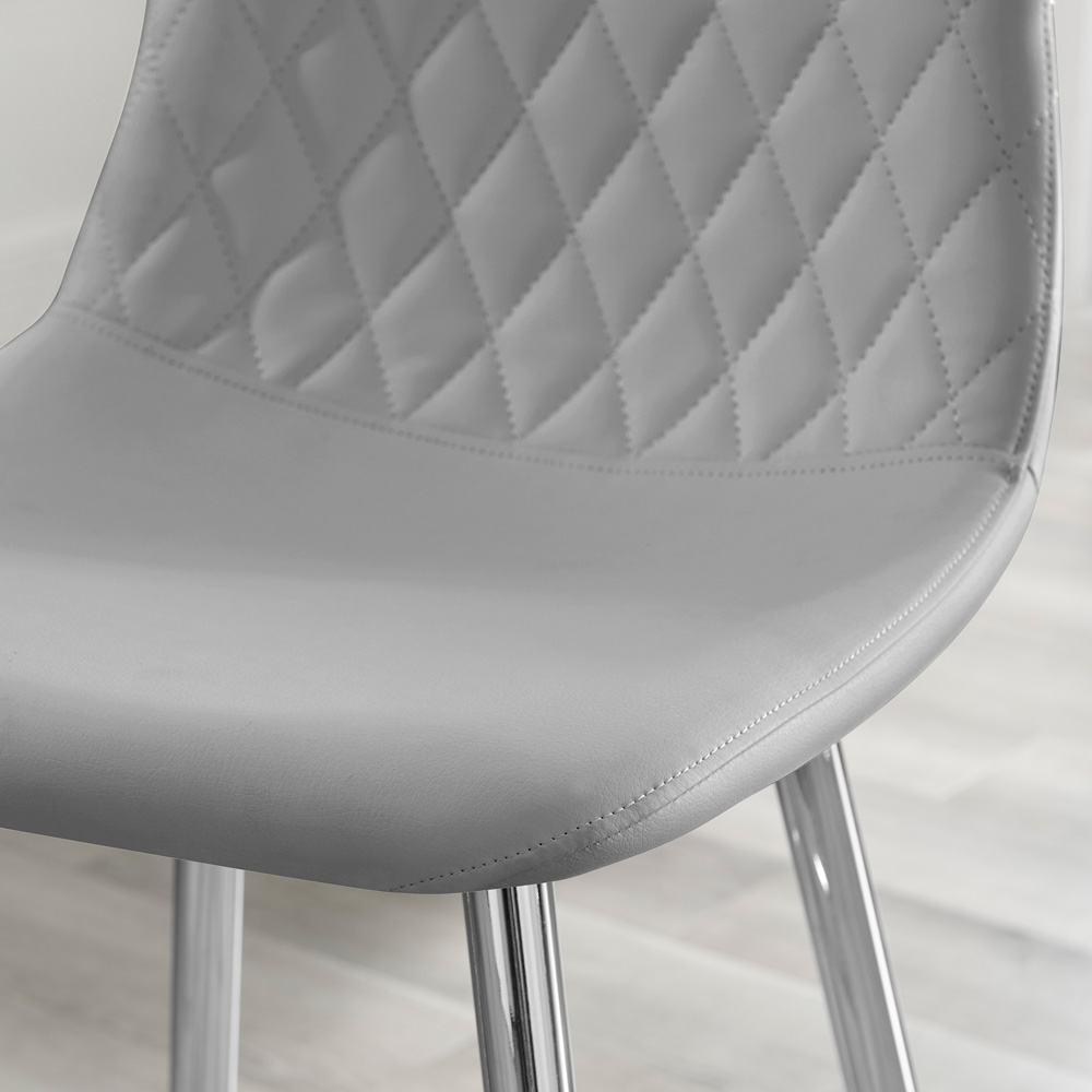 Furniturebox Solara Grey and Silver Faux Leather Bar Stool Set of 2 Image 2