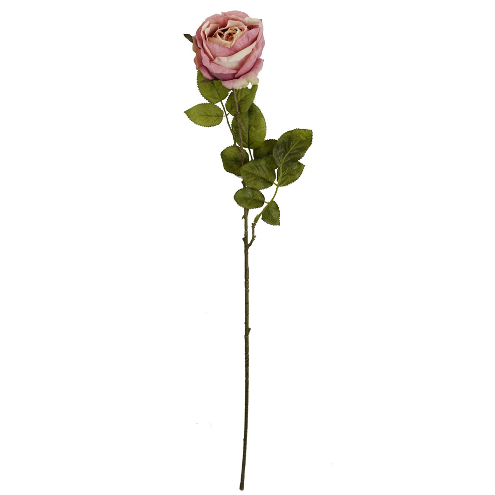 Leaf Light Pink Rose Artificial Stem 70cm 6 Pack Image 3