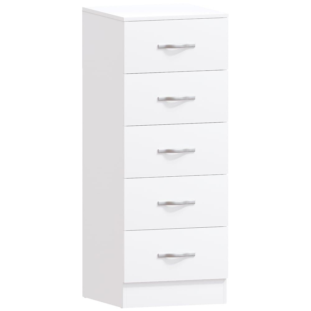 VIDA DESIGNS Riano 5 Drawer White Narrow Chest of Drawers Image 2