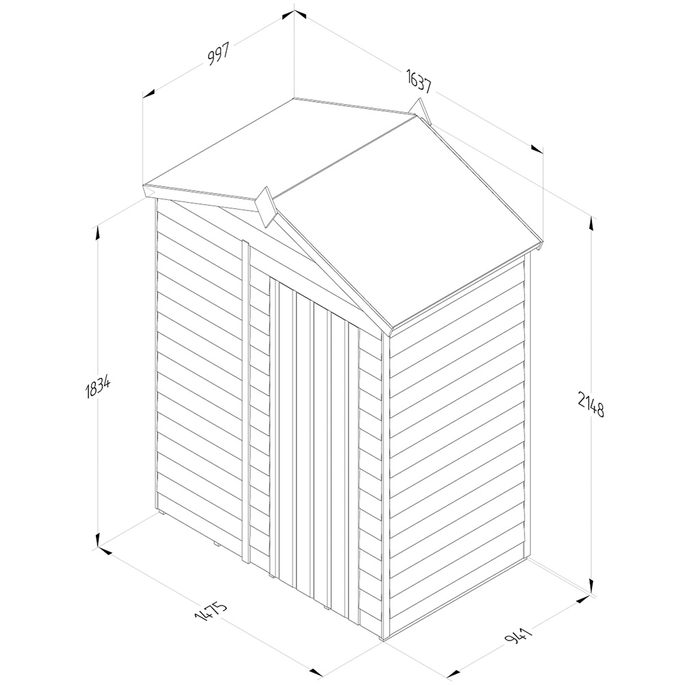 Forest Garden 4LIFE 5 x 3ft Single Door Apex Shed Image 9