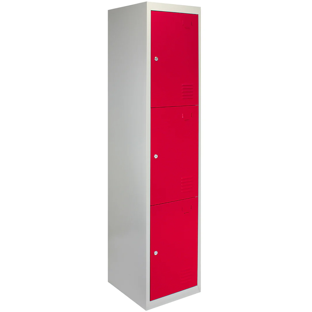MonsterShop 3 Door Red Metal Storage Locker Image 2