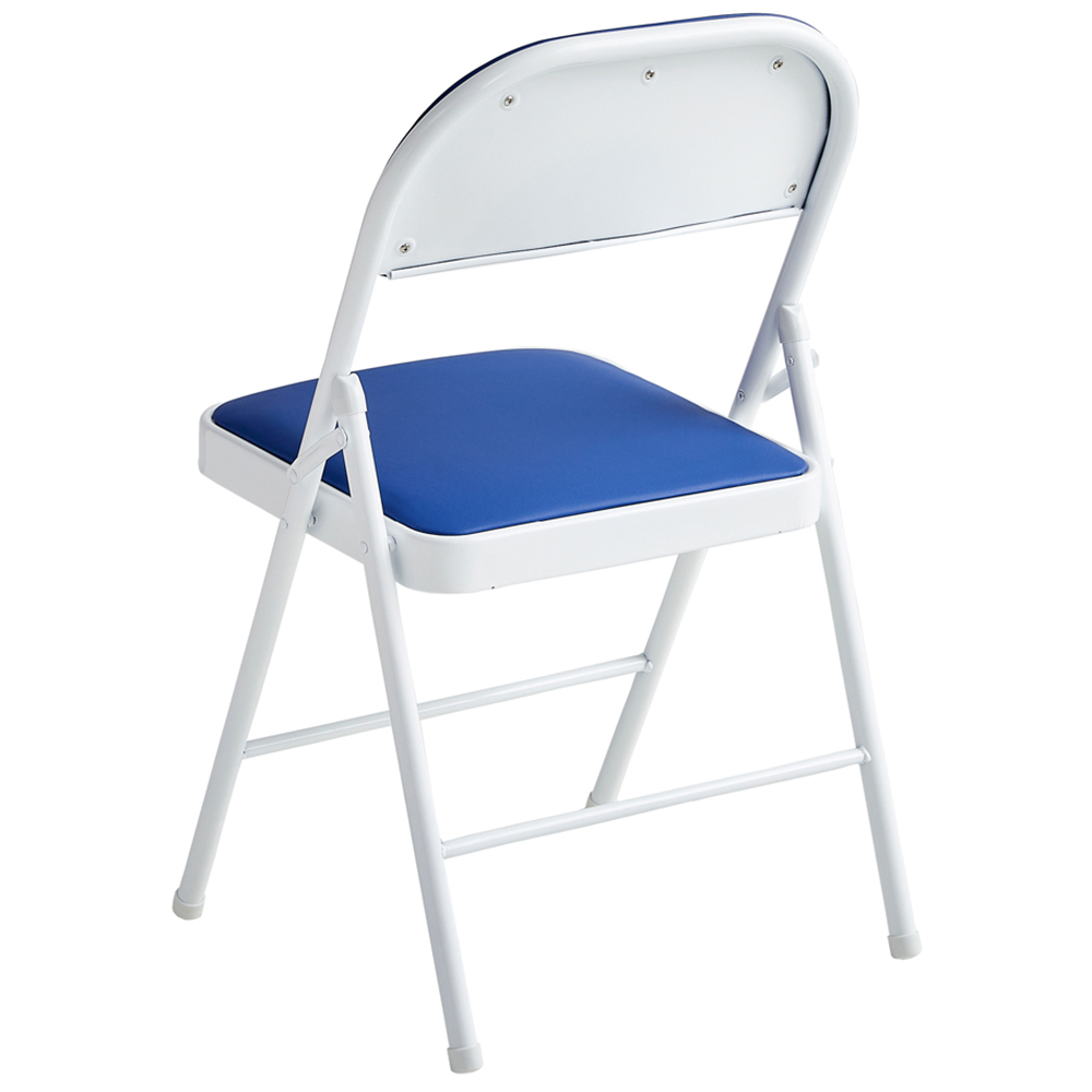 Blue Padded Folding Metal Dining Chairs Image 3