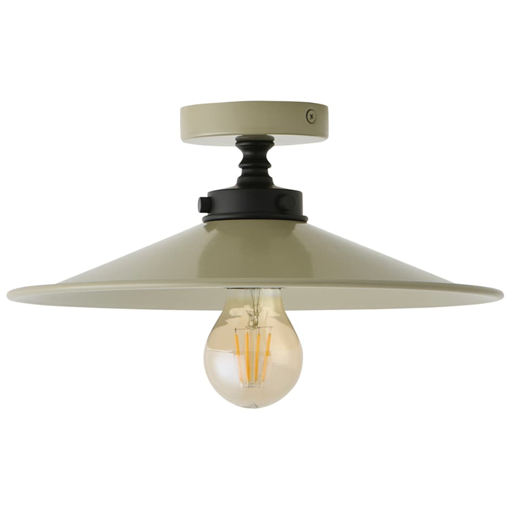 ValueLights Hampstead Green Rolled Edge Tapered Flush Ceiling Light with Bulb Image 1