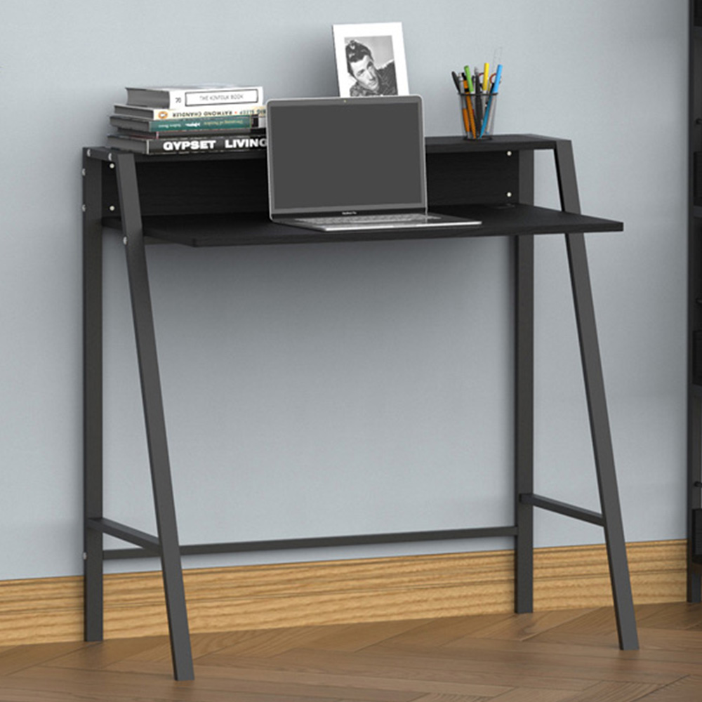 Portland 2-Tier Metal Frame Desk Black Image 1