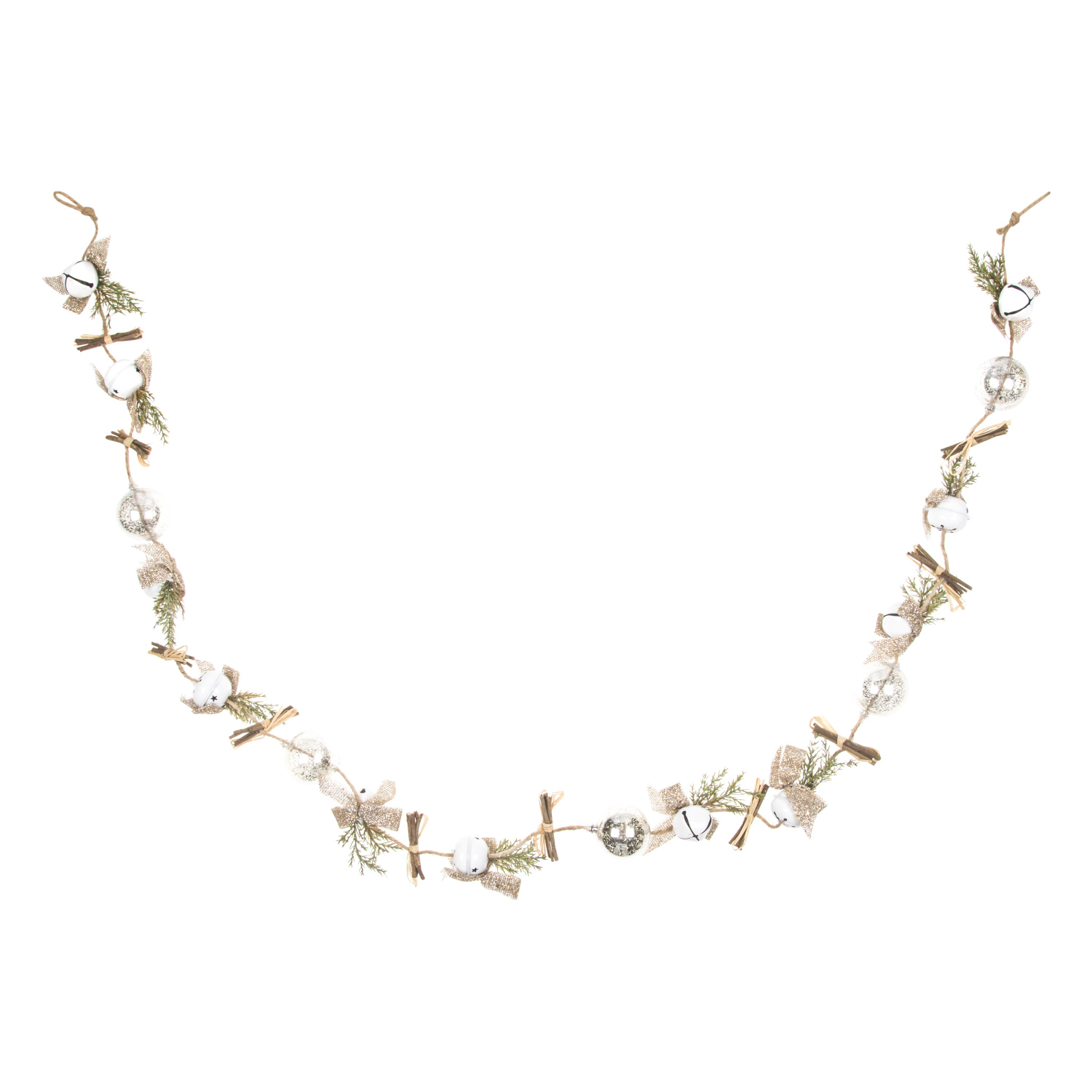 Champagne Gold Ribbon Garland with White Bells Image