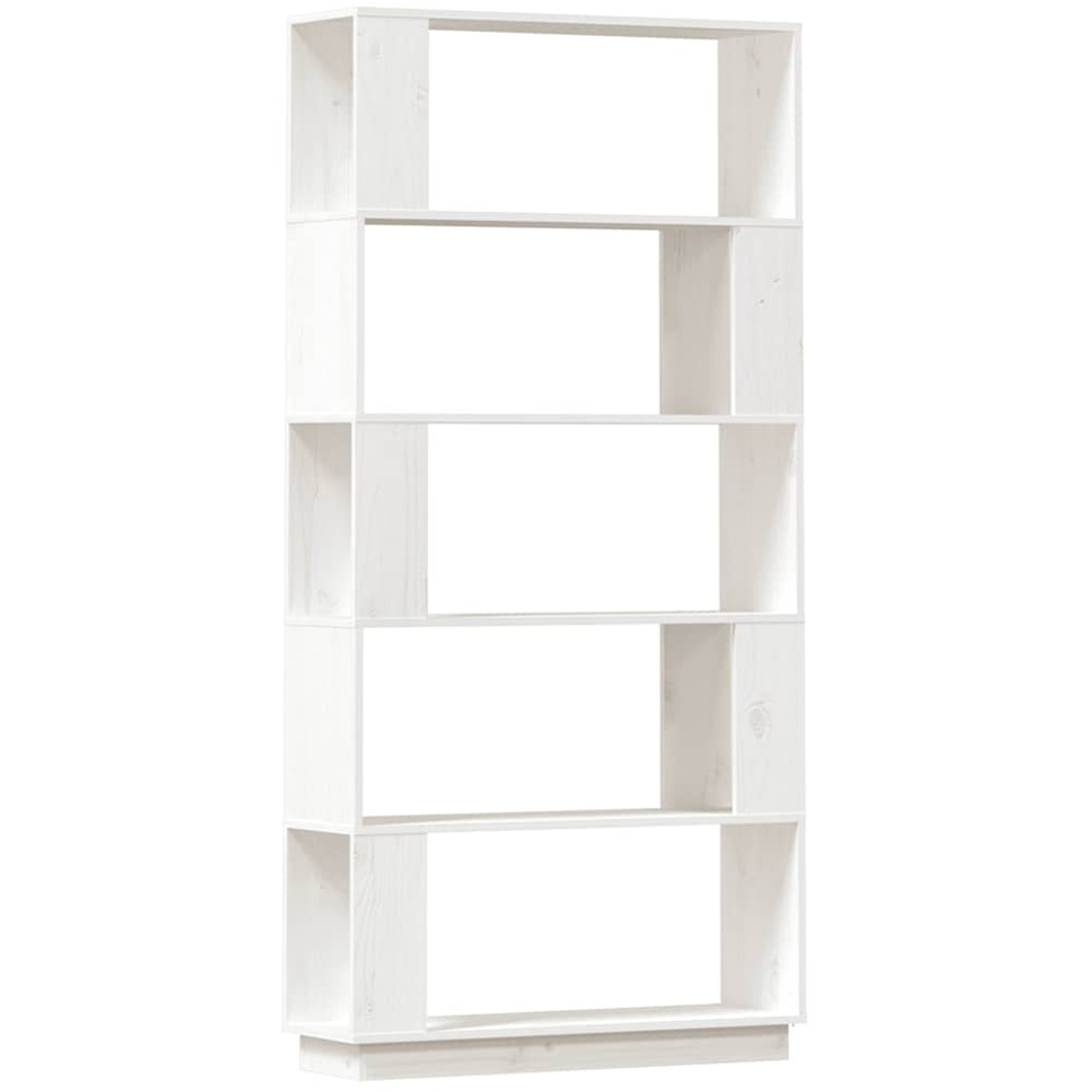 vidaXL 5 Shelf White Solid Pine Wood Bookcase Image 2