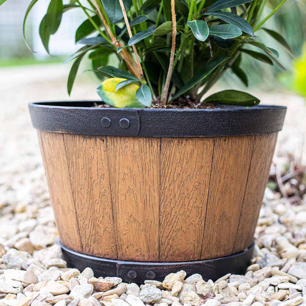 Plant Avenue Oban Light Oak Whiskey Barrel Planter 39cm Image 6