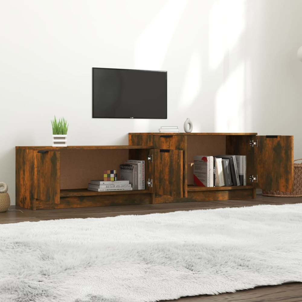 vidaXL 4 Door Smoked Oak TV Cabinet Image 3