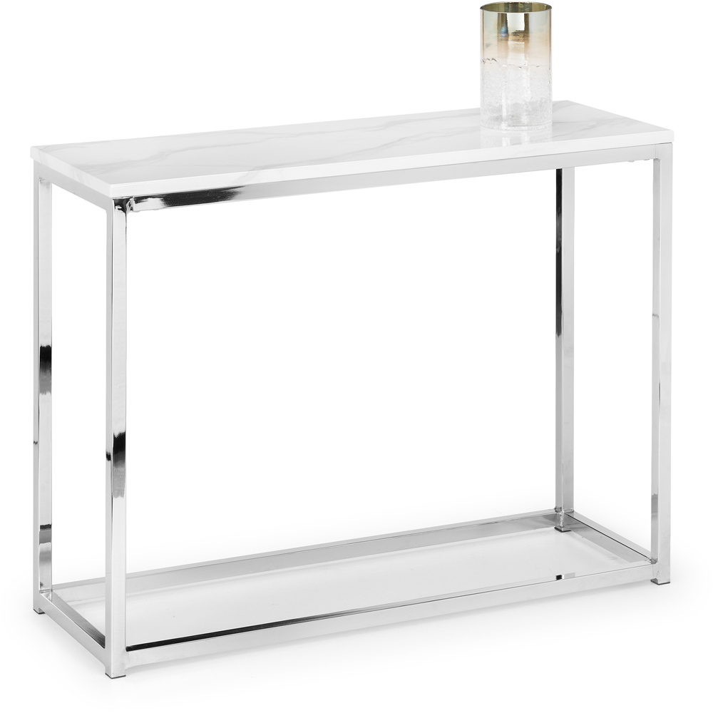 Julian Bowen Scala Chrome and White Marble Top Console Table Image 2