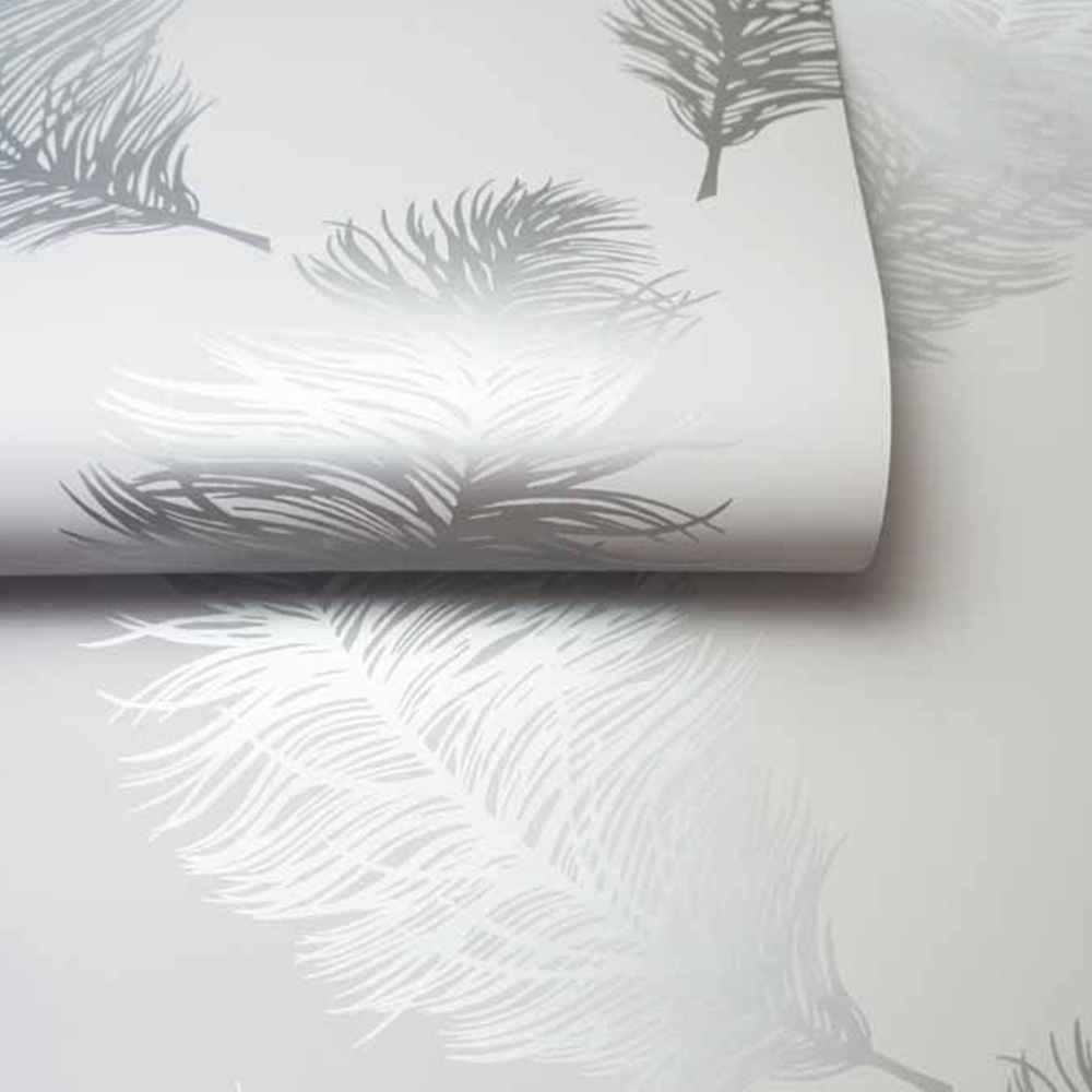 Holden Decor Fawning Feather Grey and Silver Wallpaper Image 2