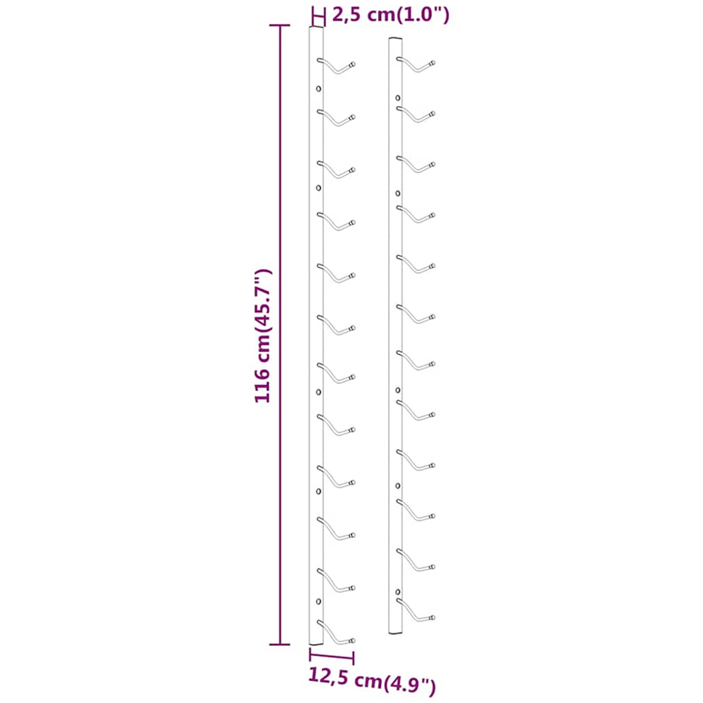 vidaXL 12 Bottle White Wall Mounted Wine Rack Set of 2 Image 6