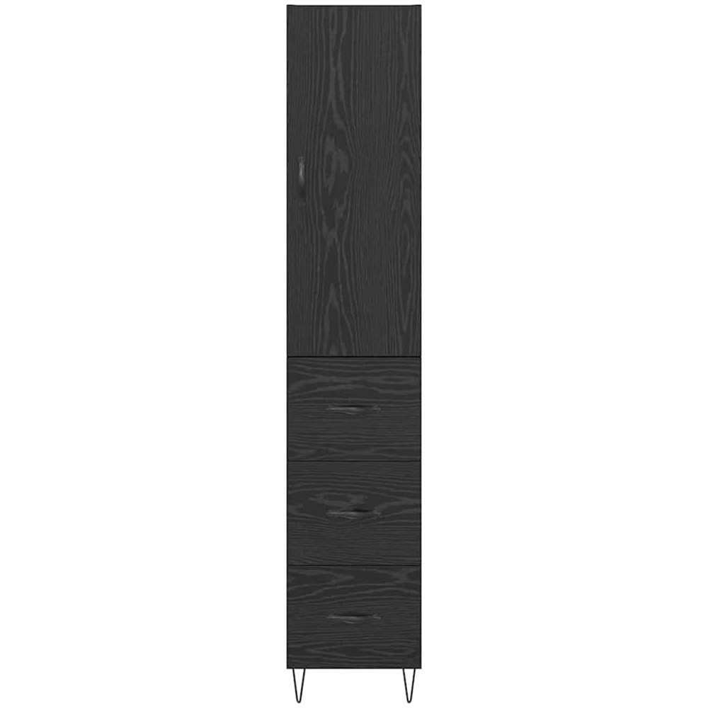 vidaXL Single Door 3 Drawer Black Tall Slim Highboard Image 8