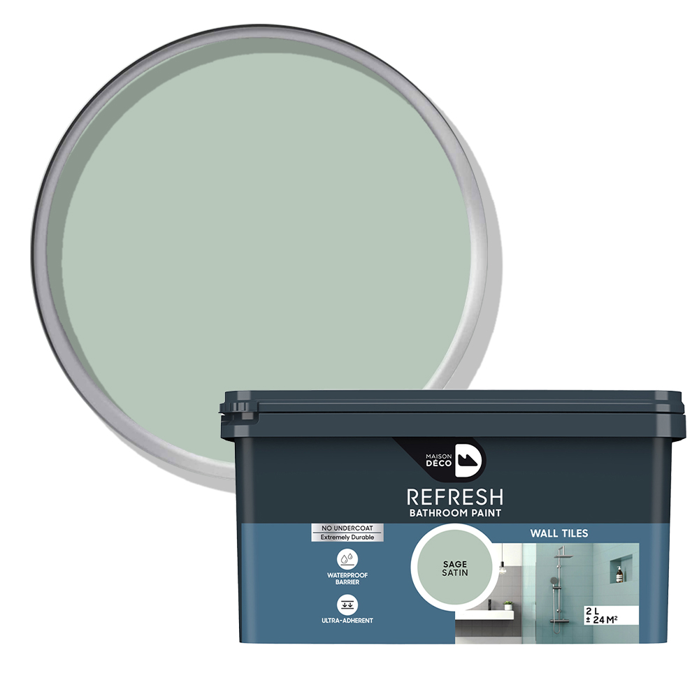 Maison Deco Refresh Bathroom Sage Satin Paint 2L Image 1