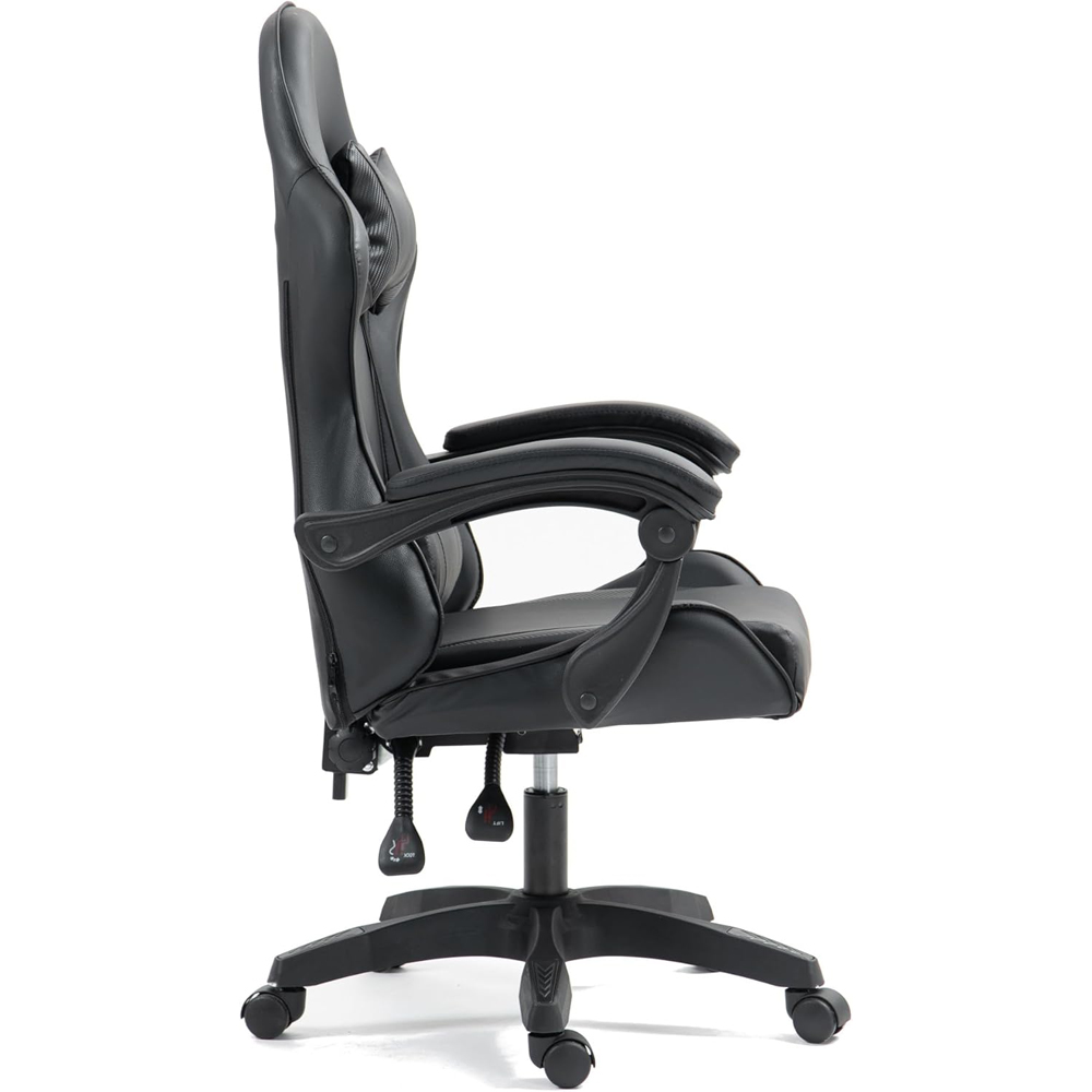 Home Treats Black Reclining Gaming Chair with Lumber Cushion Image 3