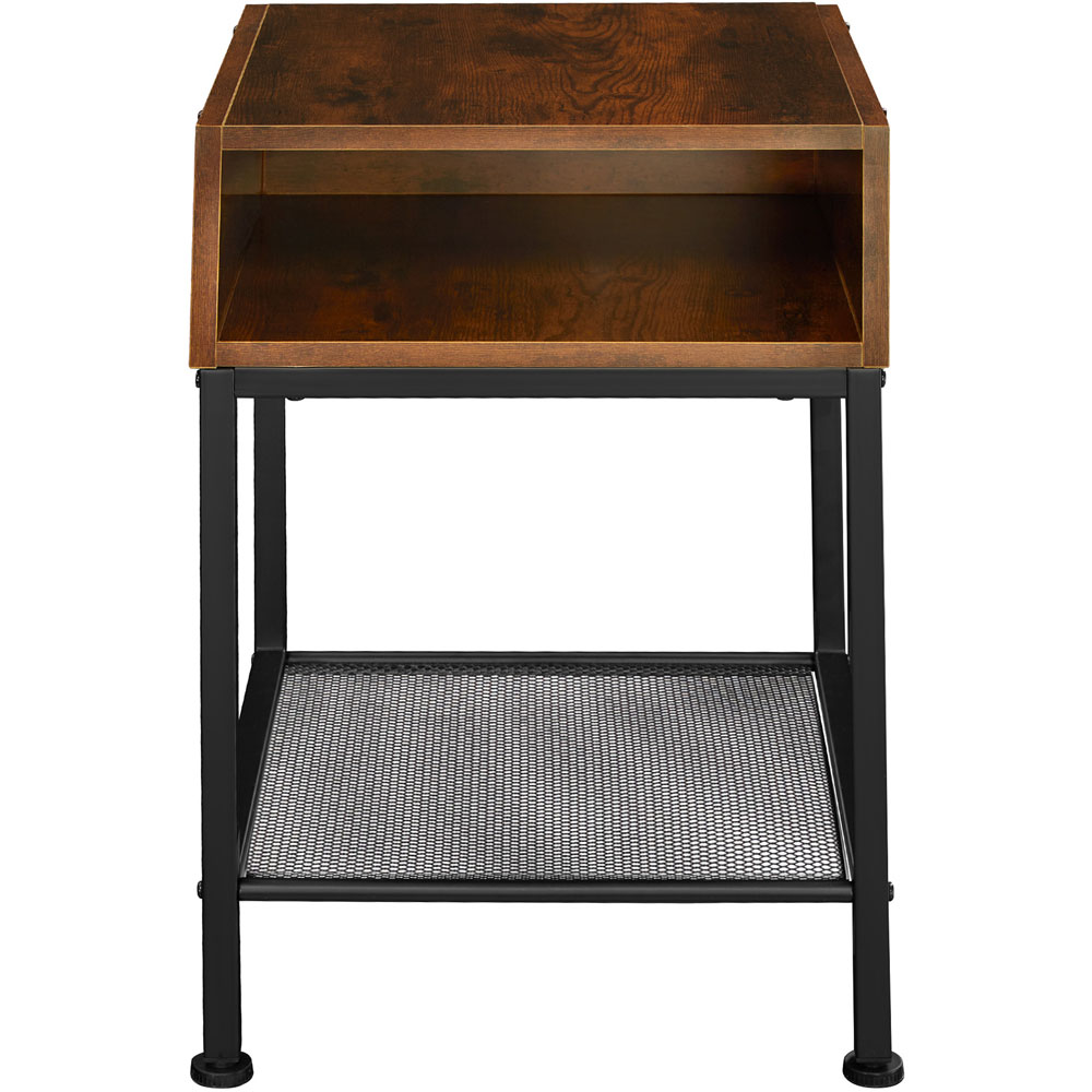 tectake Harlow 2 Compartment Dark Wood Bedside Table Image 3