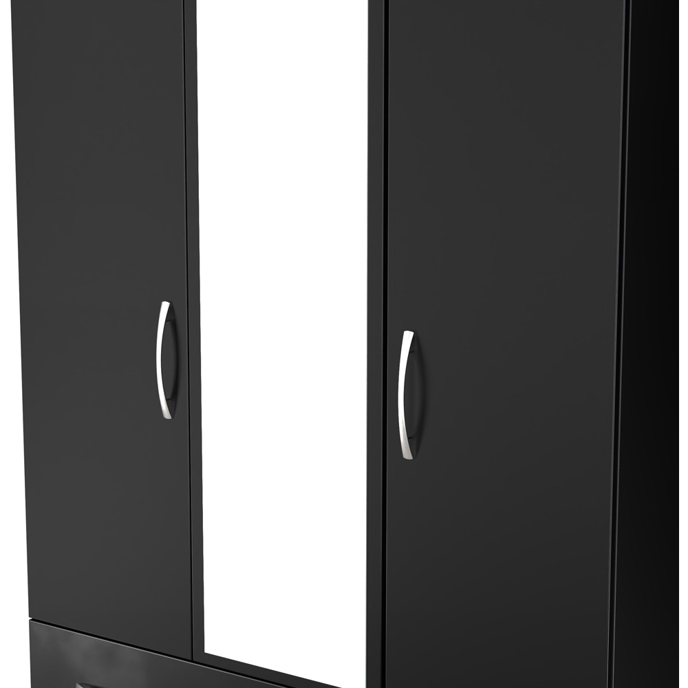 Crowndale Avon 3 Door 2 Drawer Matt Black Mirrored Wardrobe Ready Assembled Image 8