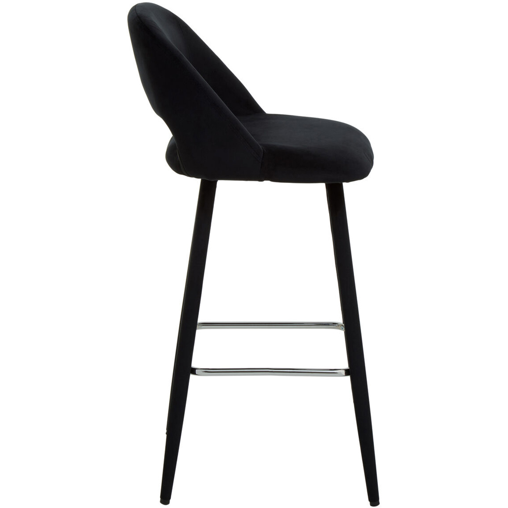 Premier Housewares Warren Black Velvet Bar Chair Image 2