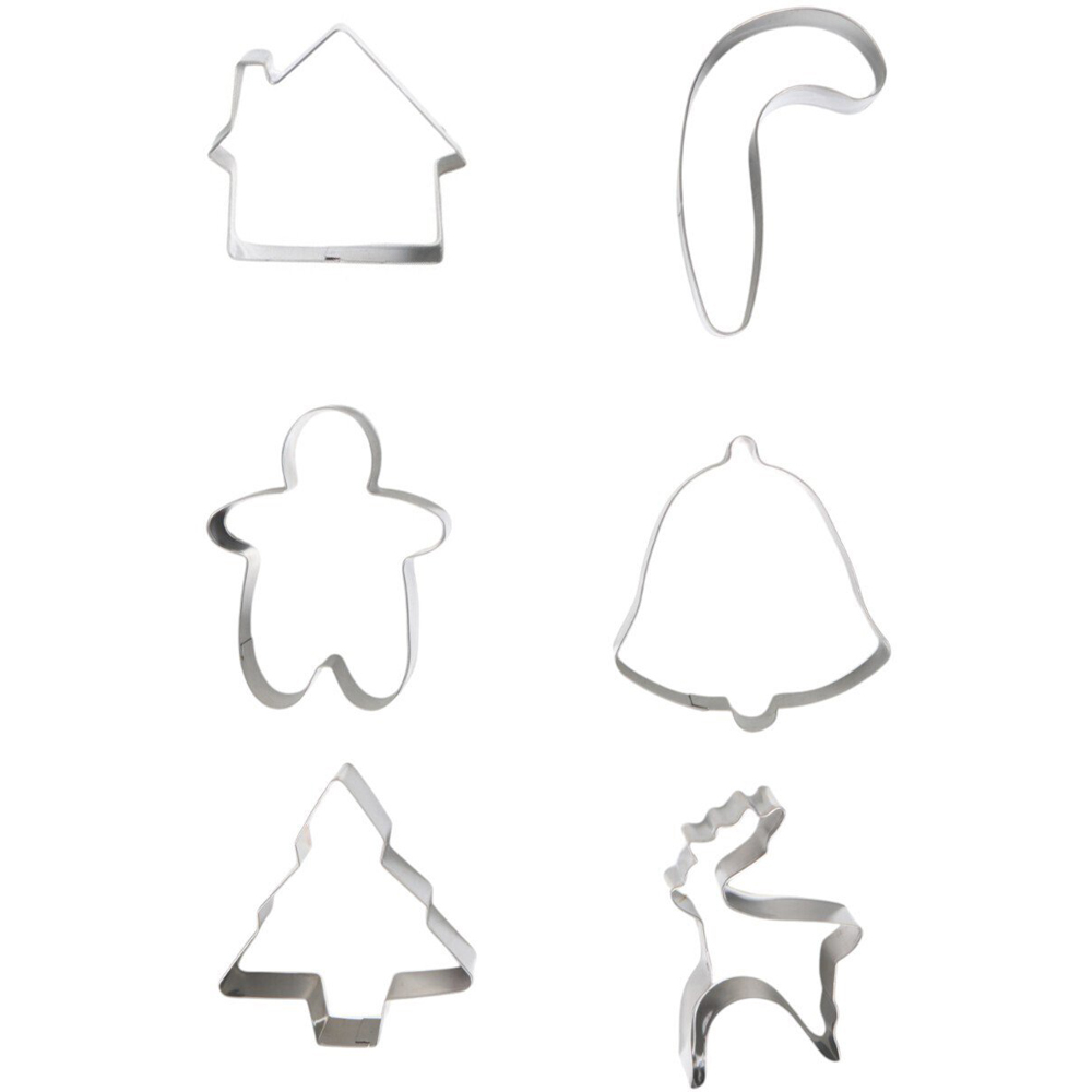 Set of 6 Christmas Cookie Cutters Silver Image 3