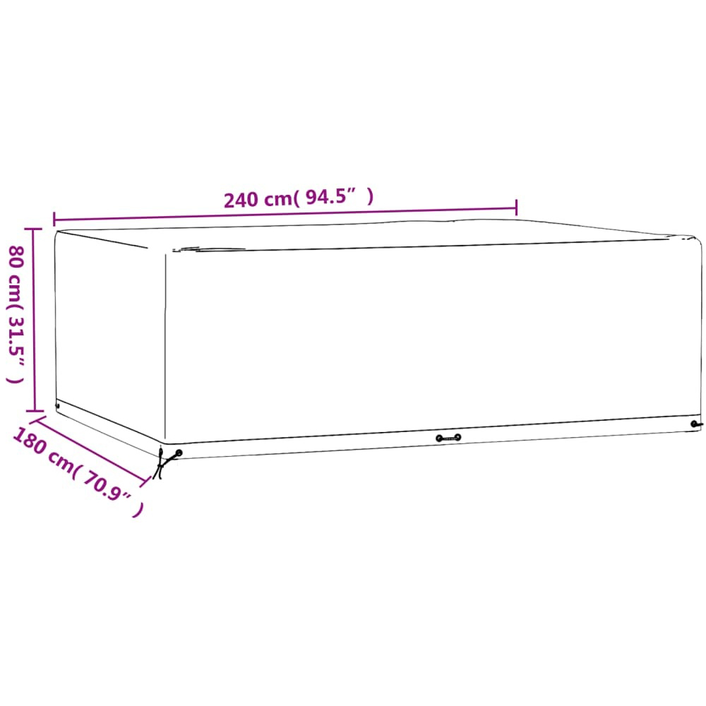 Walplus Rectangular Garden Furniture Cover with 12 Eyelets 80 x 180 x 240cm Image 9