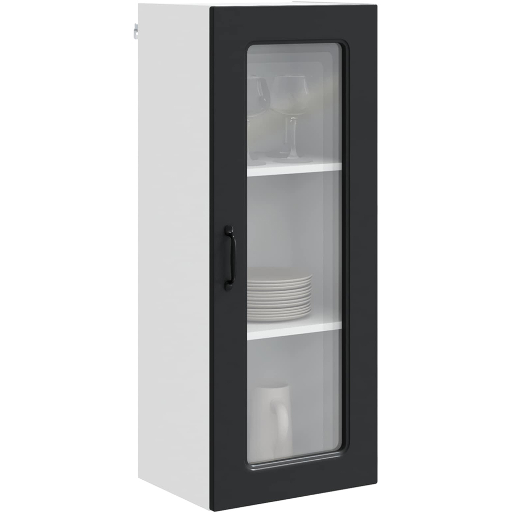 vidaXL Single Glass Door Black Kitchen Wall Cabinet Image 3