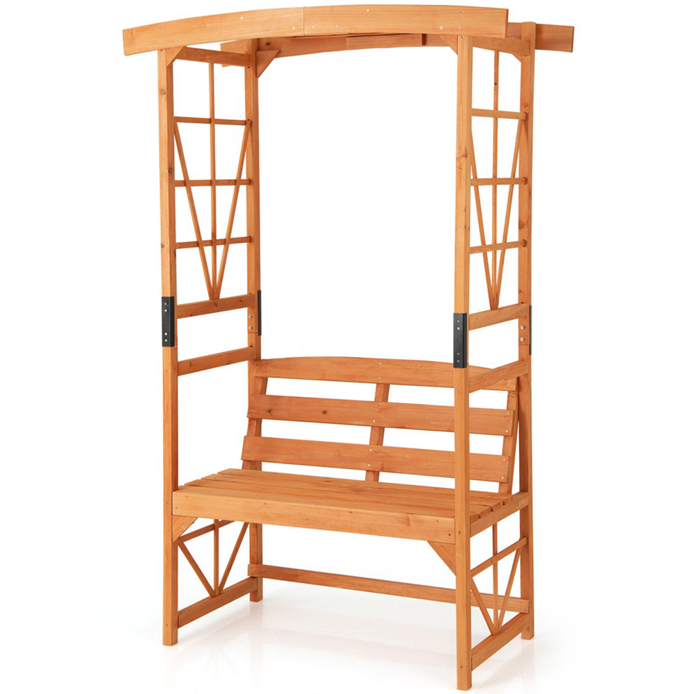 Costway 2 Seater 6 x 4ft Yellow Garden Arbour with Trellis Image 2