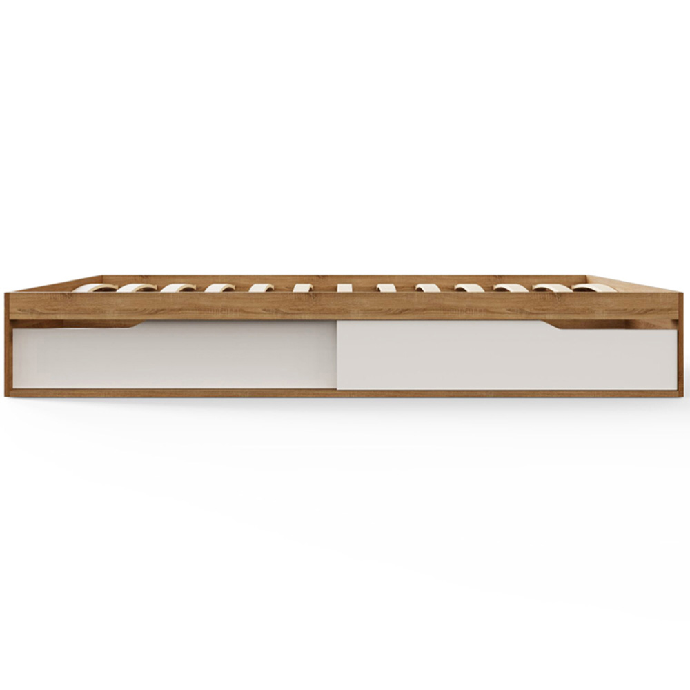 GFW Kai Double Oak and White 2 Drawer Platform Storage Bed Image 7