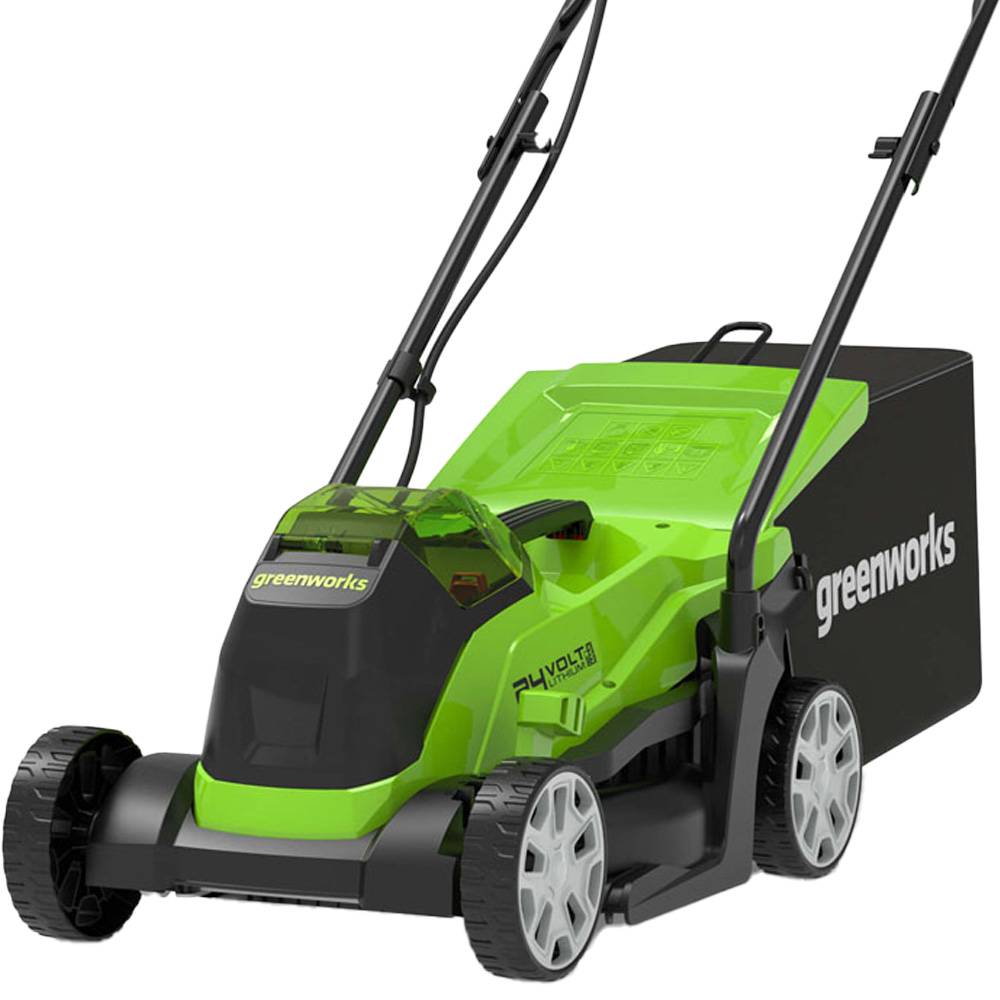 Greenworks GWGD24LM33K2 24V Hand Propelled 33cm Rotary Lawn Mower Image 2