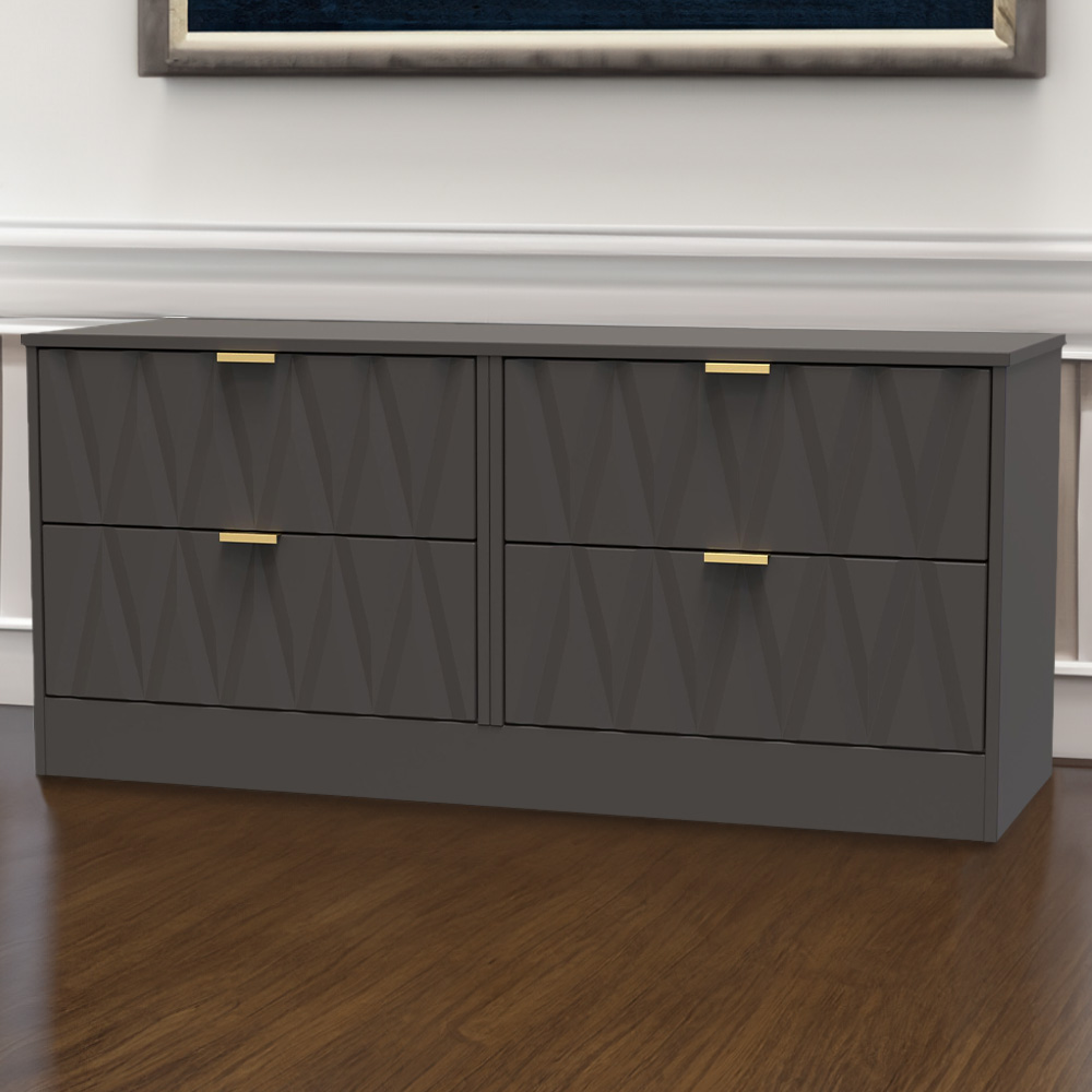 Crowndale Las Vegas 4 Drawer Graphite Chest of Drawers Ready Assembled Image 1