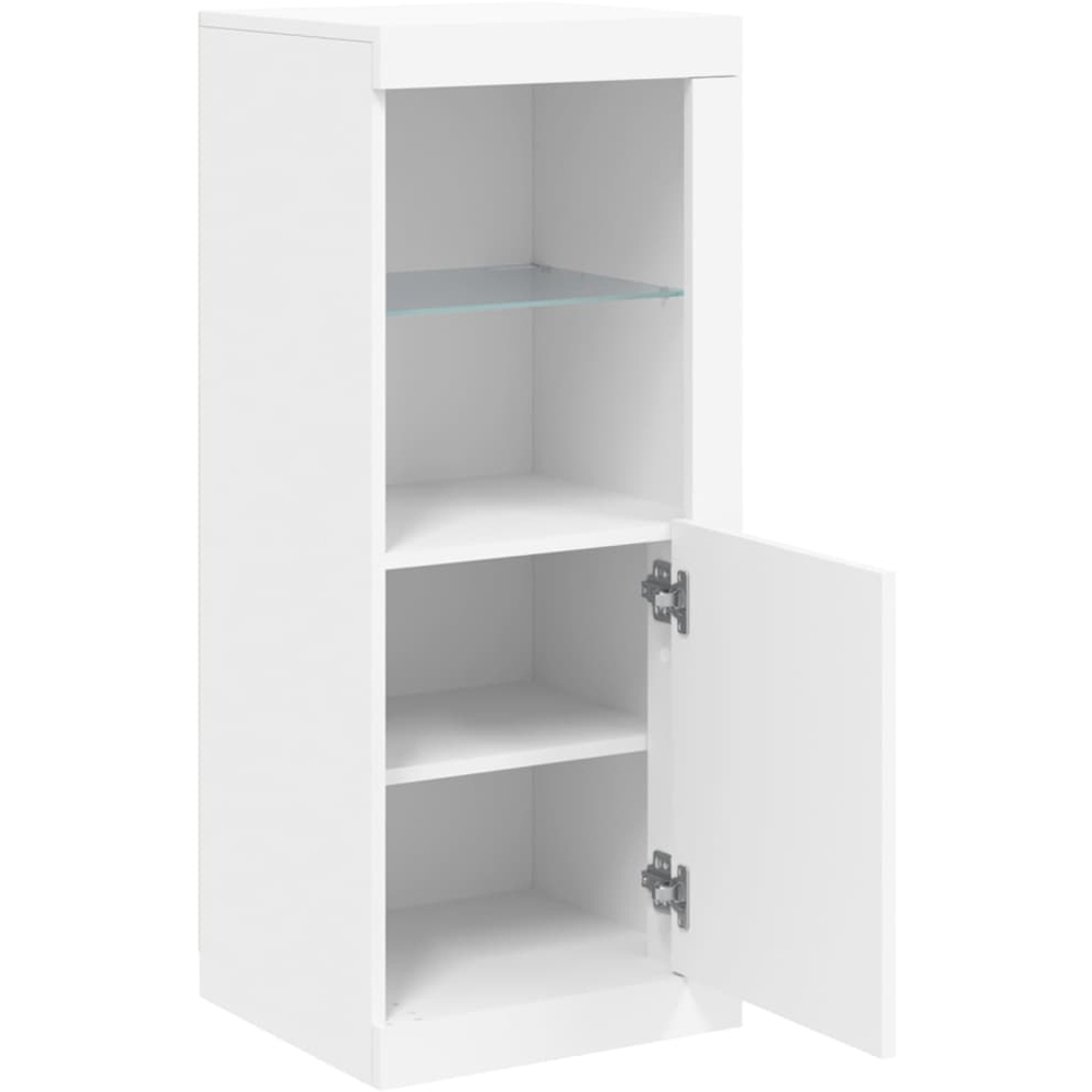 vidaXL Single Door 2 Shelf White LED Sideboard Image 7
