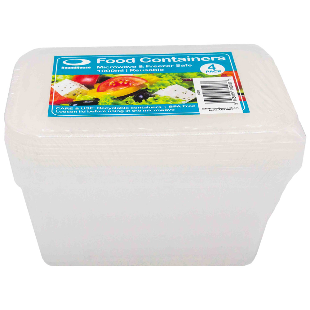 RoundHouse Plastic Food Container 1000ml 4 Pack Image 1