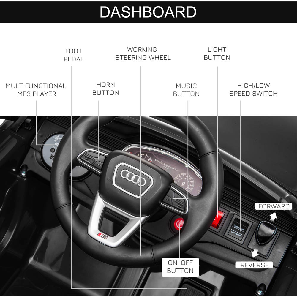 Tommy Toys Audi RS Q8 Kids Ride On Electric Car Black 6V Image 4