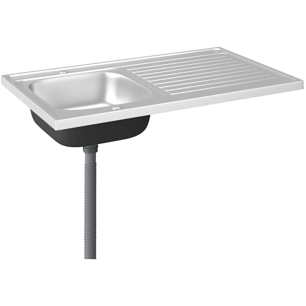vidaXL Silver Stainless Steel Kitchen Sink with Drainer Set 1000 x 600 x 155mm Image 4