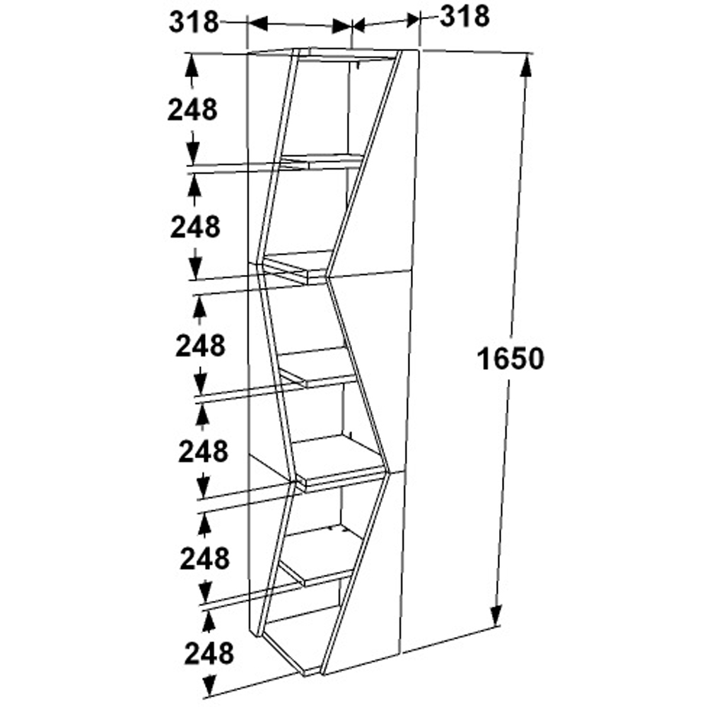 Decorotika Arrow 6 Shelf Anthracite Corner Bookcase Image 5