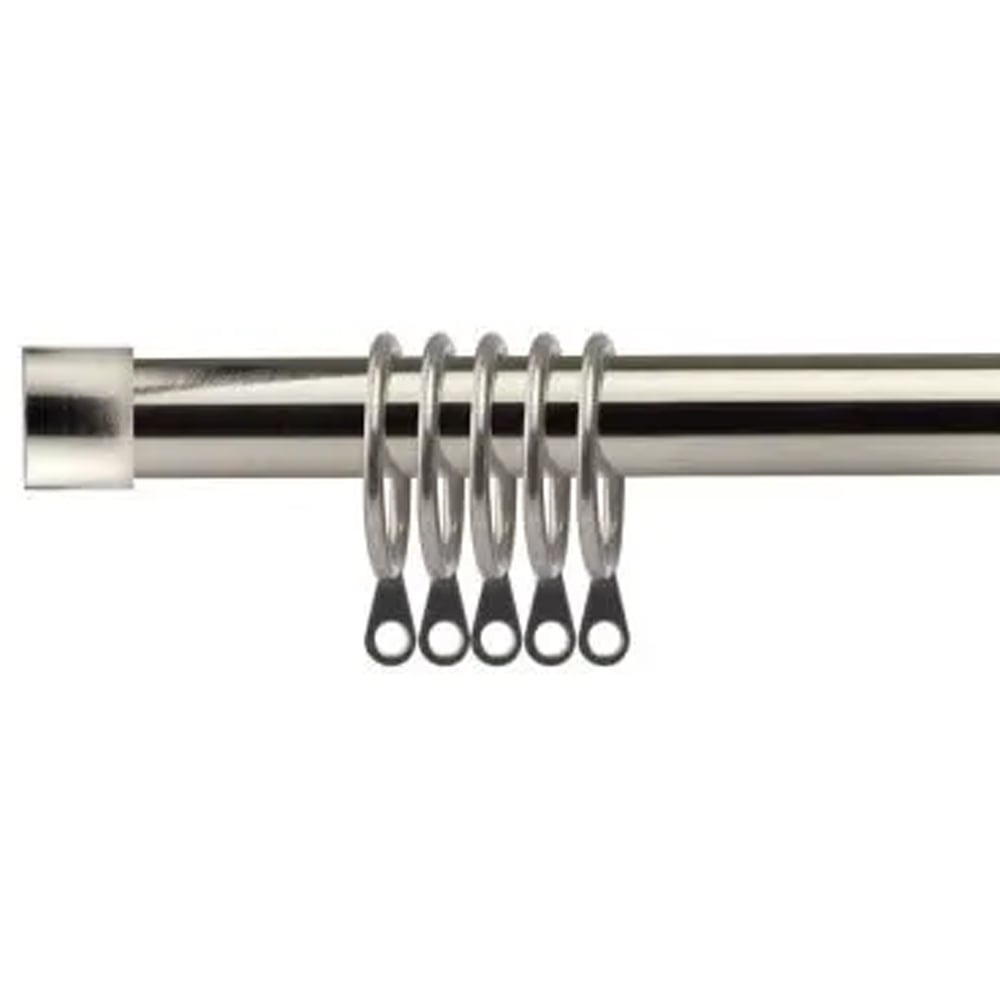 New Edge Blinds 160-300cm Extendable Brushed Silver Fenton Metal Curtain Pole Image