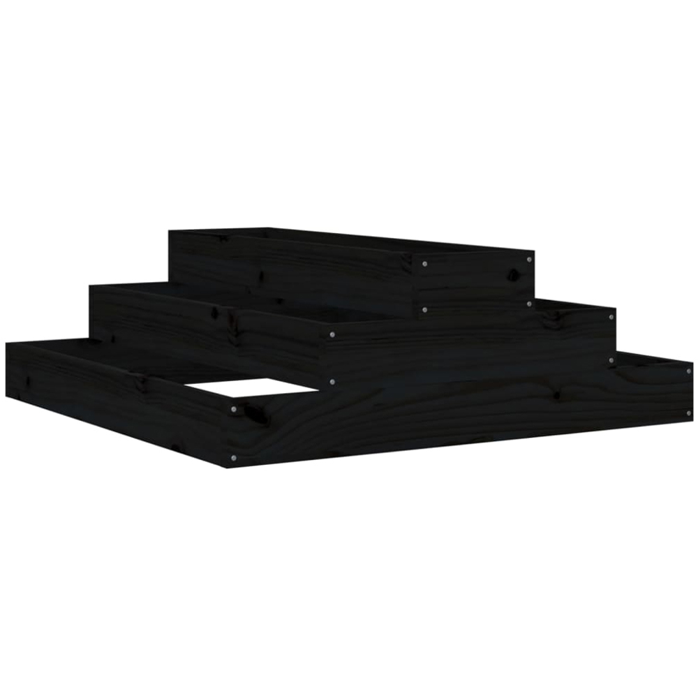 vidaXL 3-Tier Black Solid Pine Wood Garden Planter 27 x 80 x 80cm Image 1