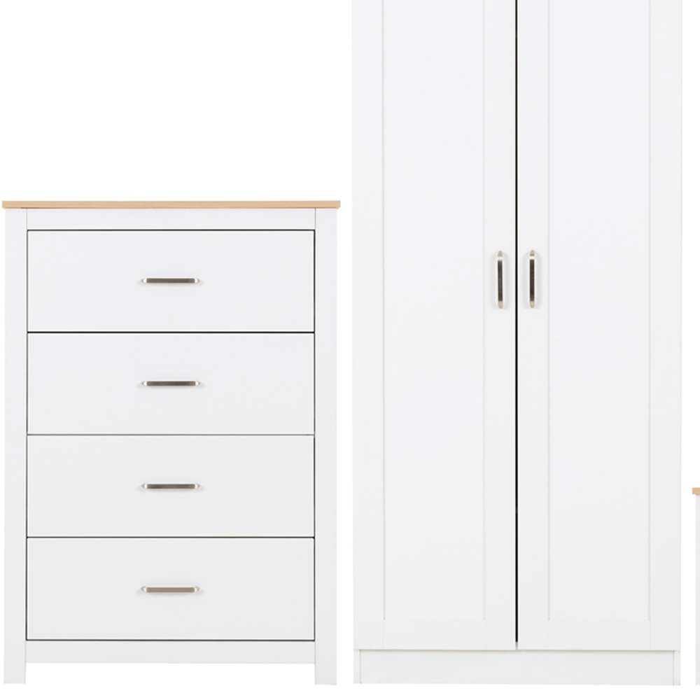 Seconique Portland White and Oak Effect 3 Piece Bedroom Furniture Set Image 3