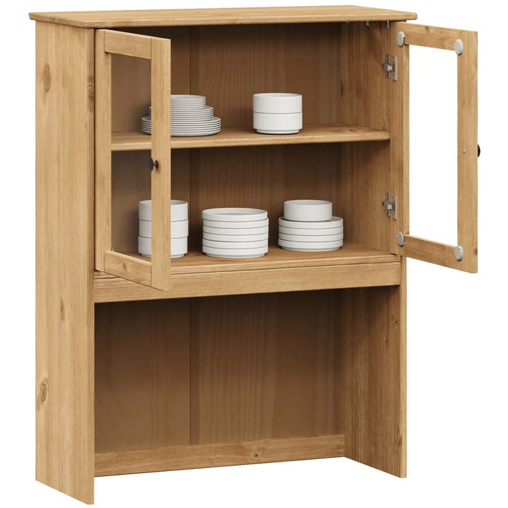 vidaXL 2 Door Brown Solid Wood Pine Dresser Top Storage Unit Image 3
