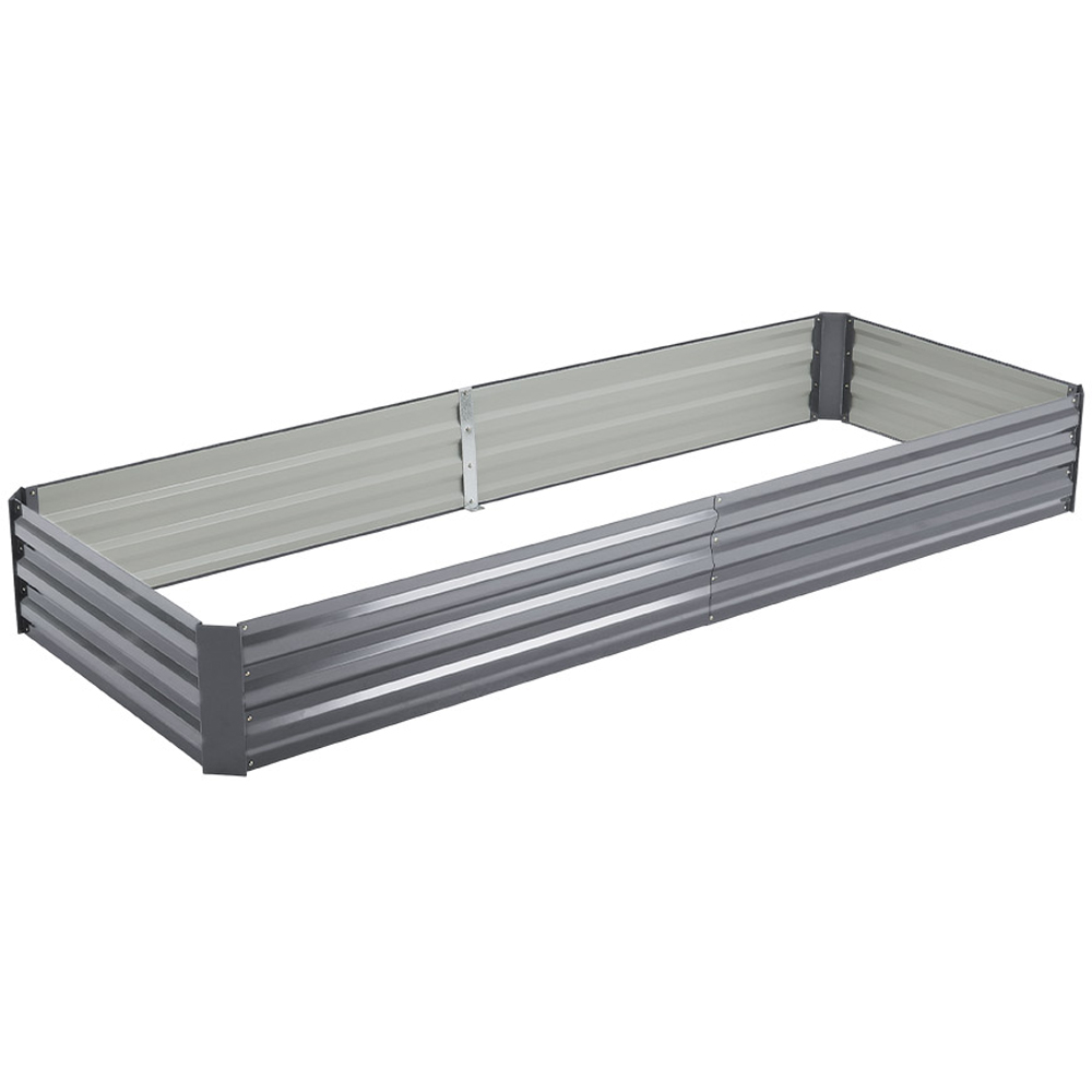 Living and Home Grey Rectangle Galvanised Steel Raised Garden Bed 240 x 90cm Image 1