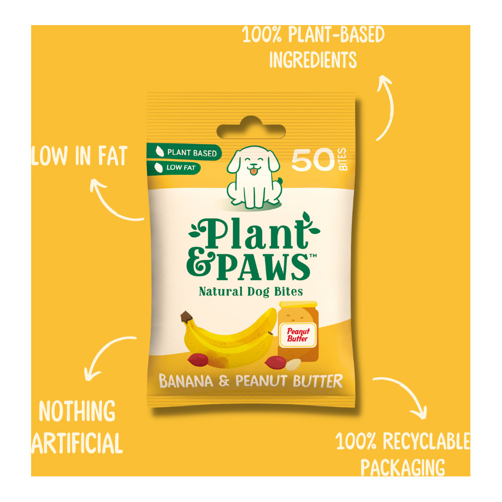 Plant & Paws Banana & Peanut Butter Natural Dog Bites 50 Pack Image 3