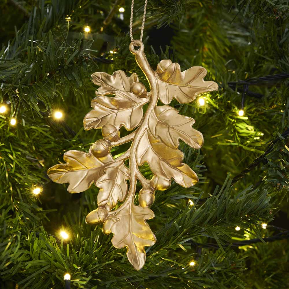 Wilko Luxe Oak Leaf Christmas Decoration 6 Pack Image 3