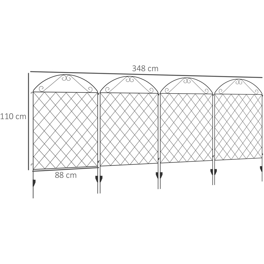 Outsunny Garden Picket Fencing Black Image 6