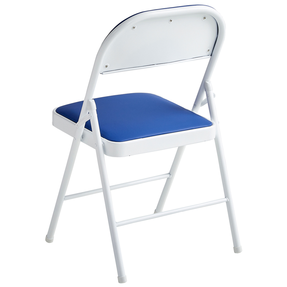 Set of 2 Blue Padded Folding Metal Dining Chairs Image 3