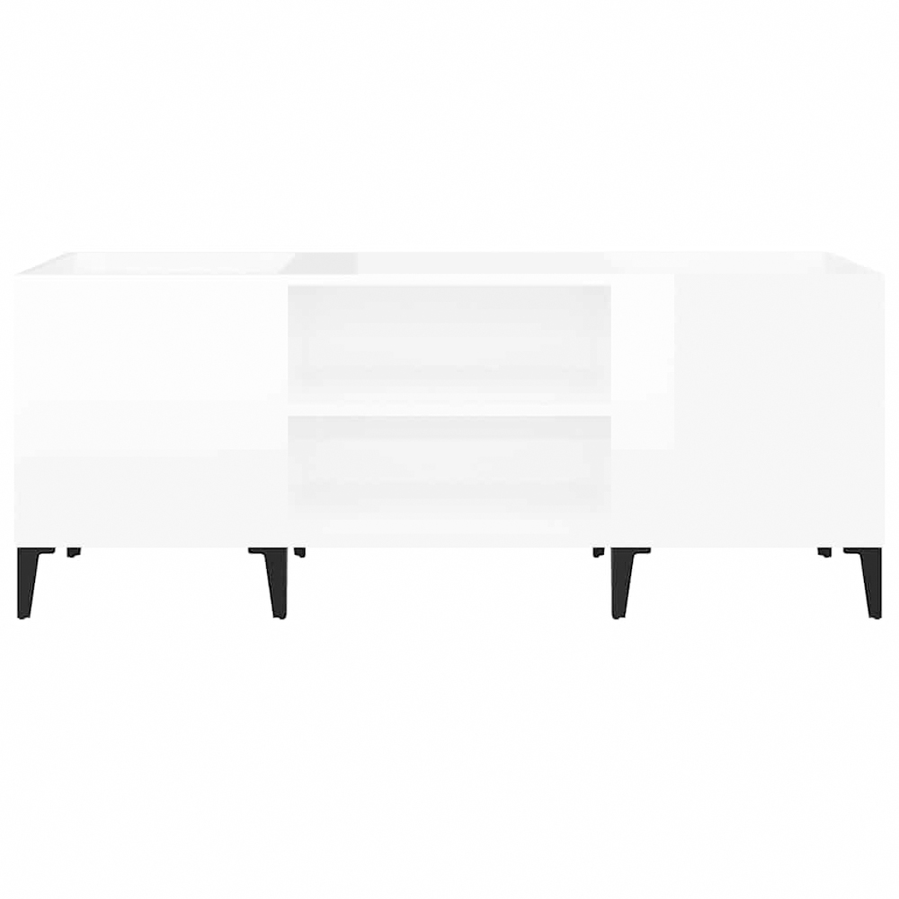 vidaXL 2 Shelf High Gloss White Wide Record Cabinet Image 3