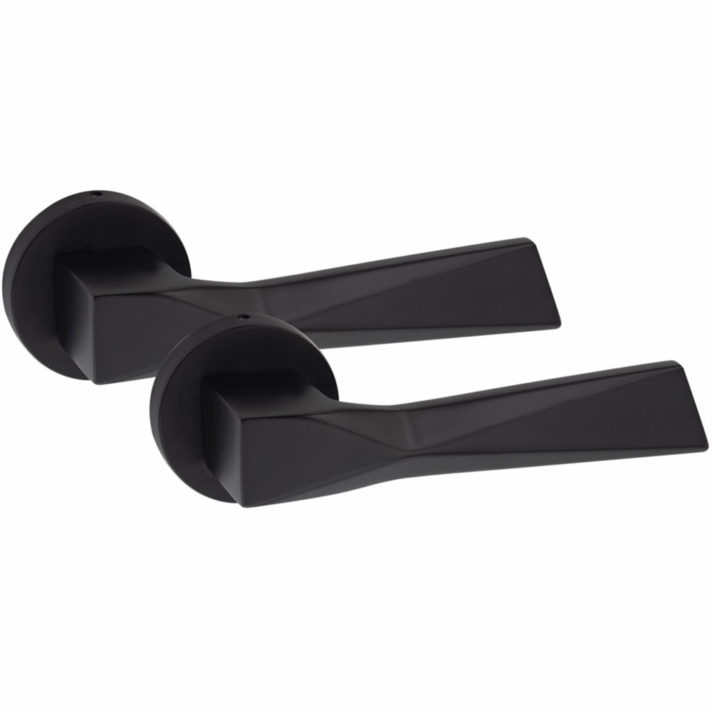 Golden Grace Modern Aura Matt Black Euro Lock Handles Set Image 2