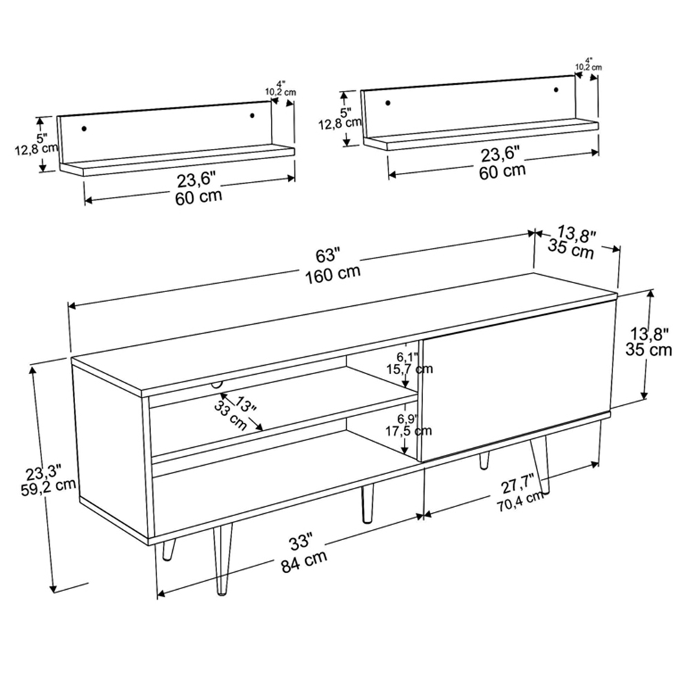 Decorotika Pi Single Door Black and Oak TV Unit Image 9
