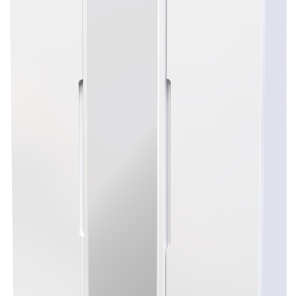 Crowndale Milan 3 Door White Gloss and White Tall Mirror Wardrobe Ready Assembled Image 5