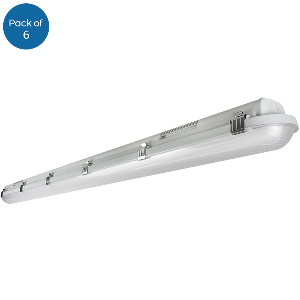 ENER-J 40W 6000K 4800 Lumen Non Corrosive LED Batten Fitting Light 120cm 6 Pack Image 1
