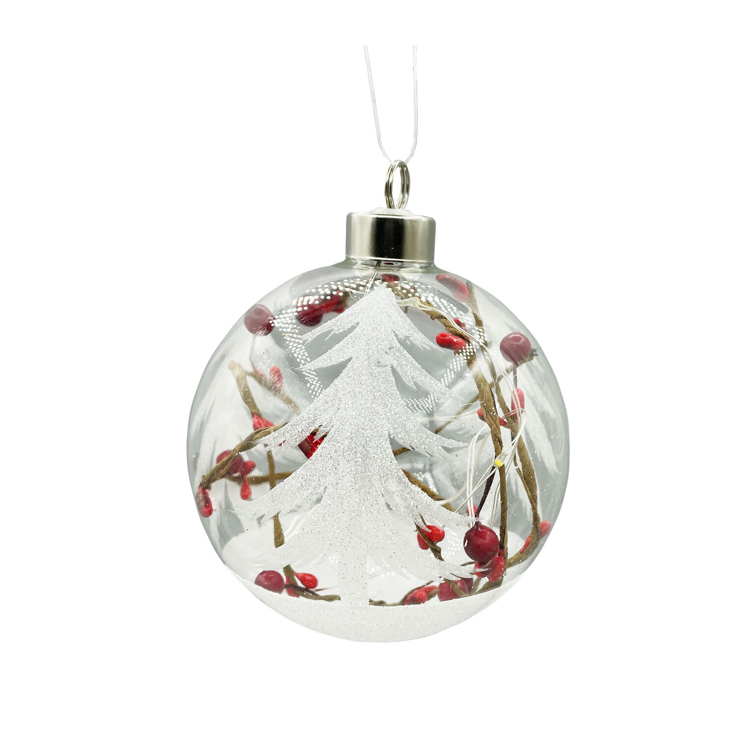 Candy Cane Lane LED White Tree and Berry Bauble Image 1